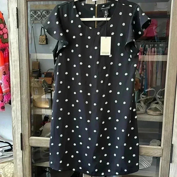 Adrienne Vittadini black and white polka dot dress Size 10. NWT - Picture 3 of 7